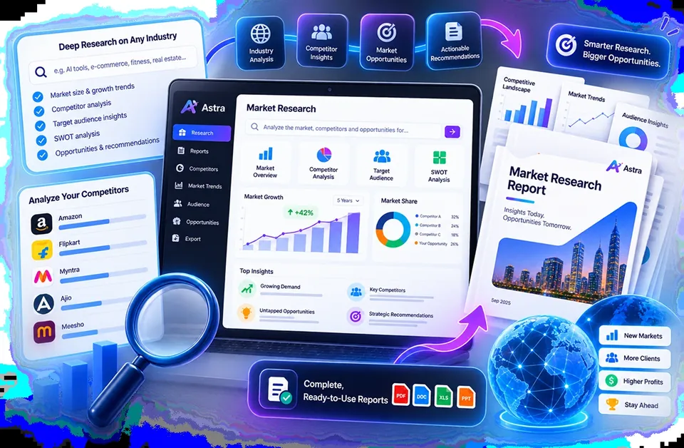 GPTAstra Max dashboard presentation with campaign, market, and workflow panels